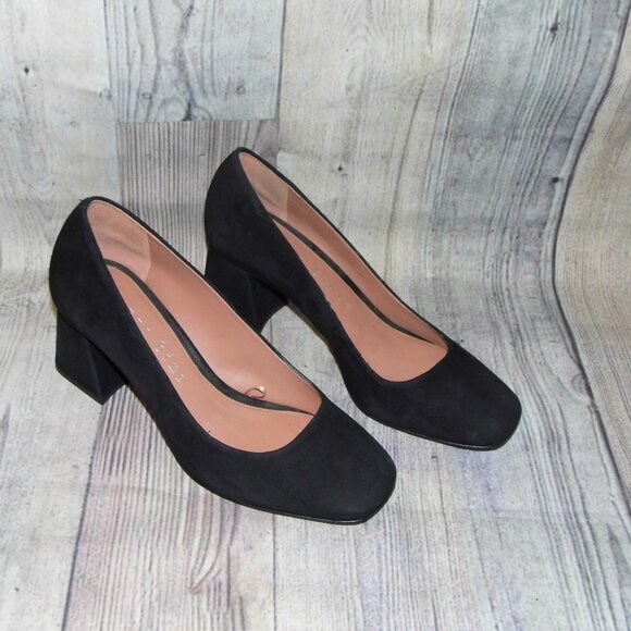 GIANNI BINI Catallo Black Square Toe Block Heels Womens Size 7 M - Picture 1 of 8